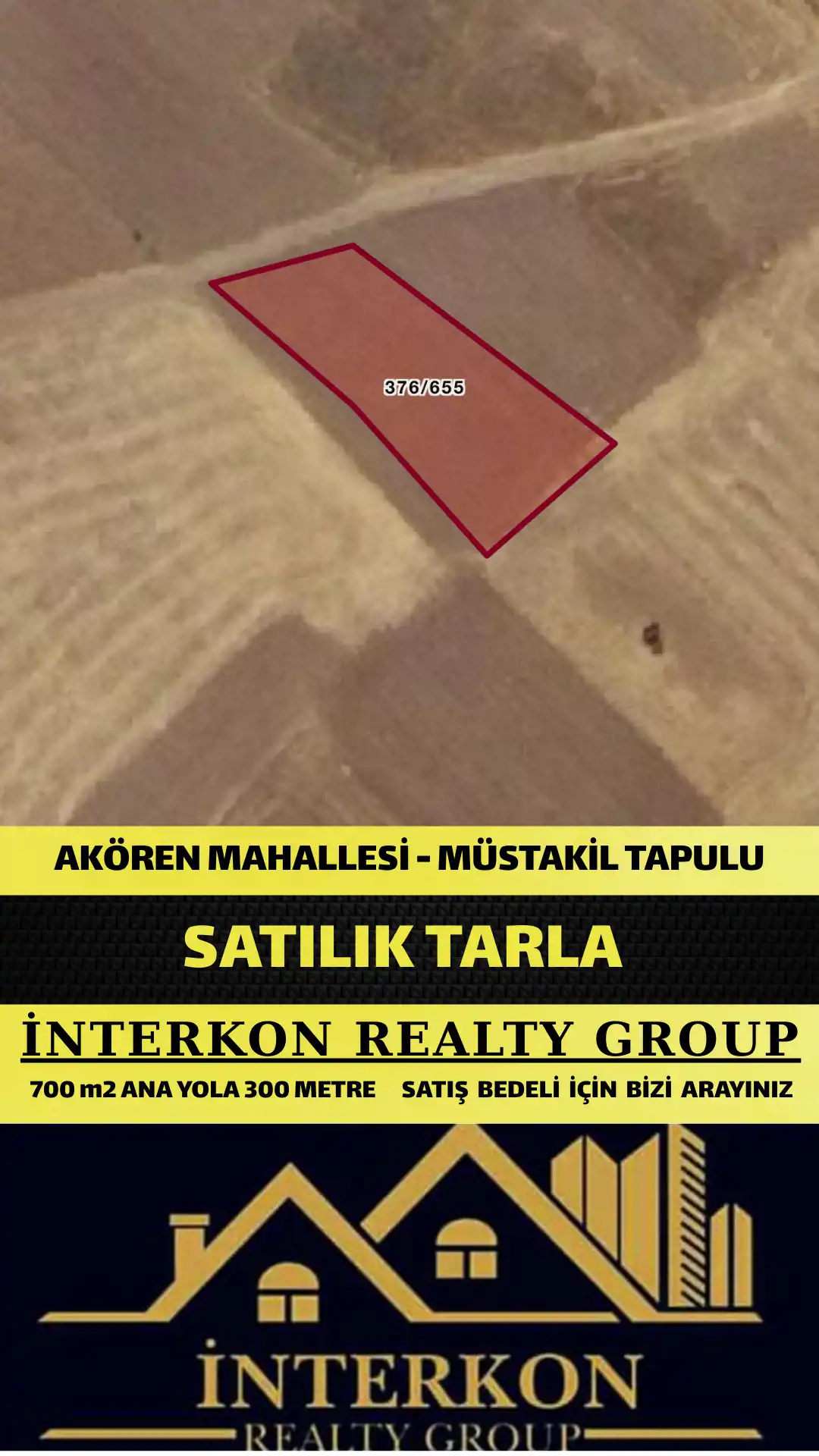 KONYA AKÖREN MÜSTAKİL SATILIK TARLA!